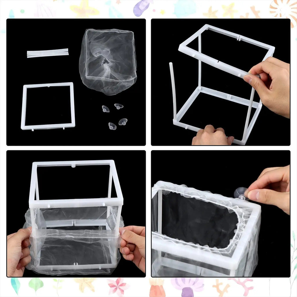 Breeder Box for Fish Tank Fish Isolation Box Mesh Box Juvenile Fish Separation Net with Suction Cups Fish Tank Incubator Box Oasis Select