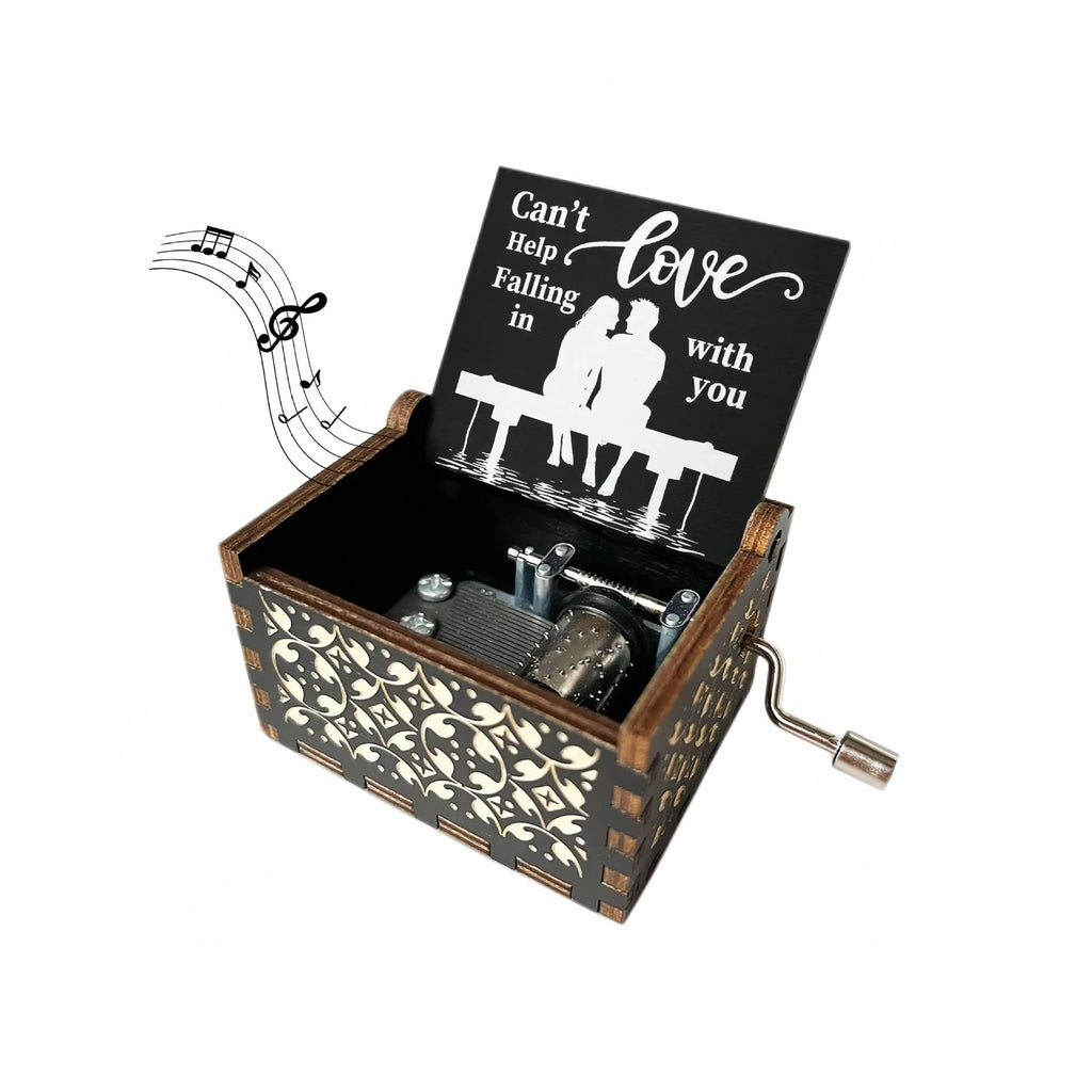 Wooden hand cranked music box falls in love, UV painted music box gives nostalgic handmade gift Oasis Select 2