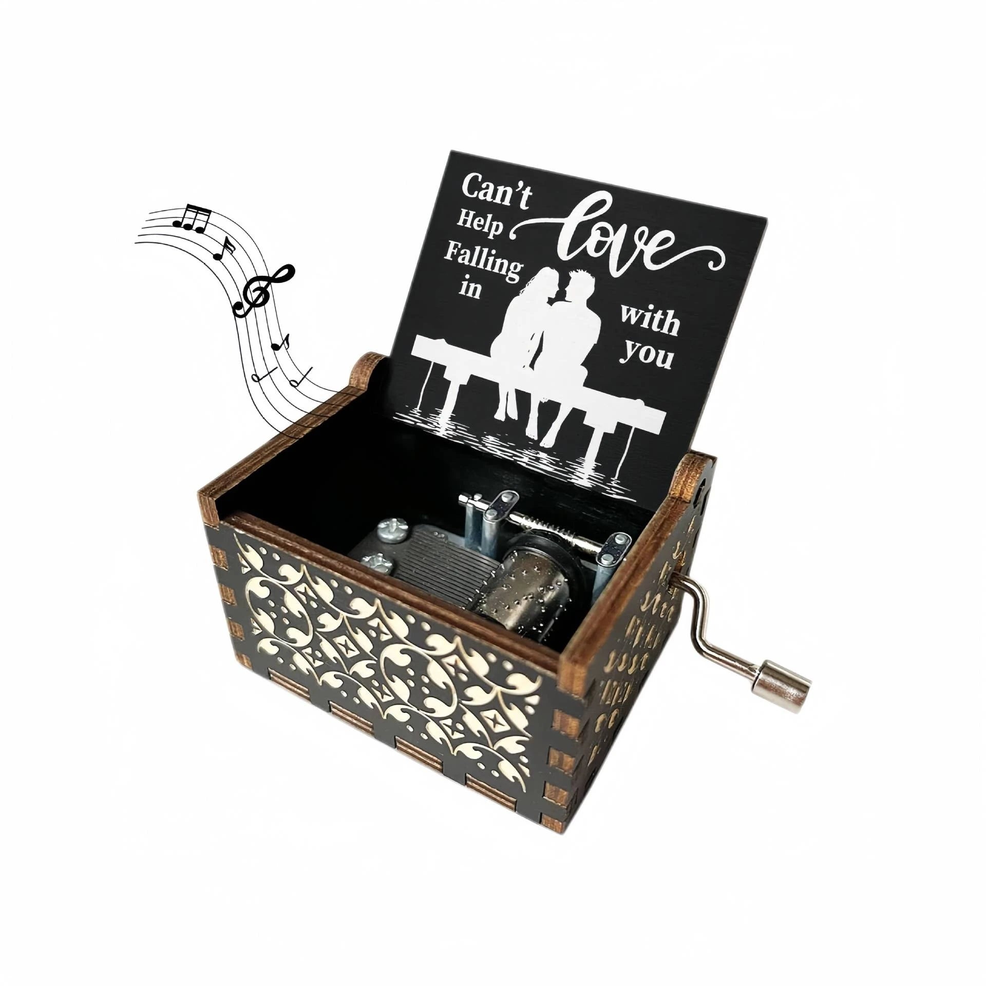 Wooden hand cranked music box falls in love, UV painted music box gives nostalgic handmade gift Oasis Select 2