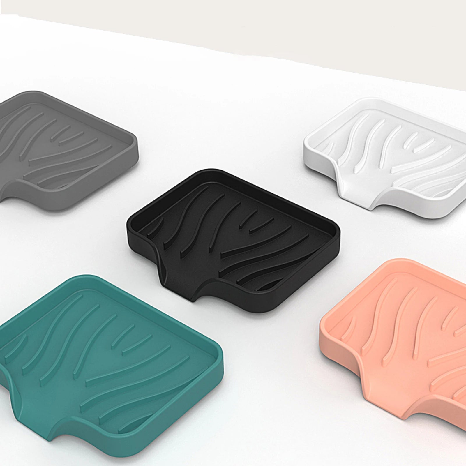 1-Pack Silicone Drain Soap Box Kitchen Bathroom Anti-slip Sink Tray Creative Washing Table Soap Tray Free Punch Drain Rack Oasis Select