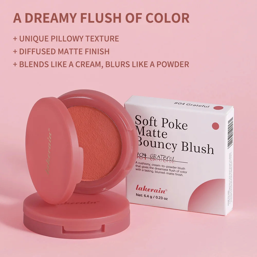 Matte Bouncy Face Blusher and Brush Long Lasting Luminosity Soft Poke Natural Blush Lightweight Blends Seamlessly Korean Makeup Oasis Select