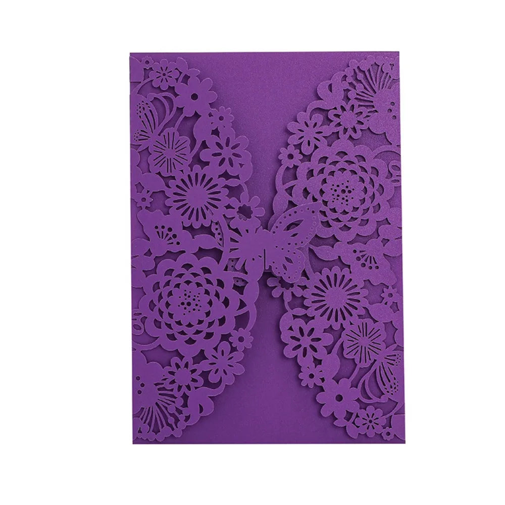 50pcs Laser Cut Hollow Floral Wedding Invitation Cards