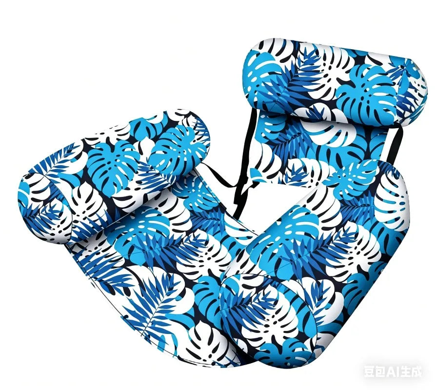1PC Thickened Inflatable Pool Floating Bed, Unisex Lounger & Float Bar, PVC Oxford Cloth for Pool Lake Beach Backyard, Big Pool Oasis Select Blue