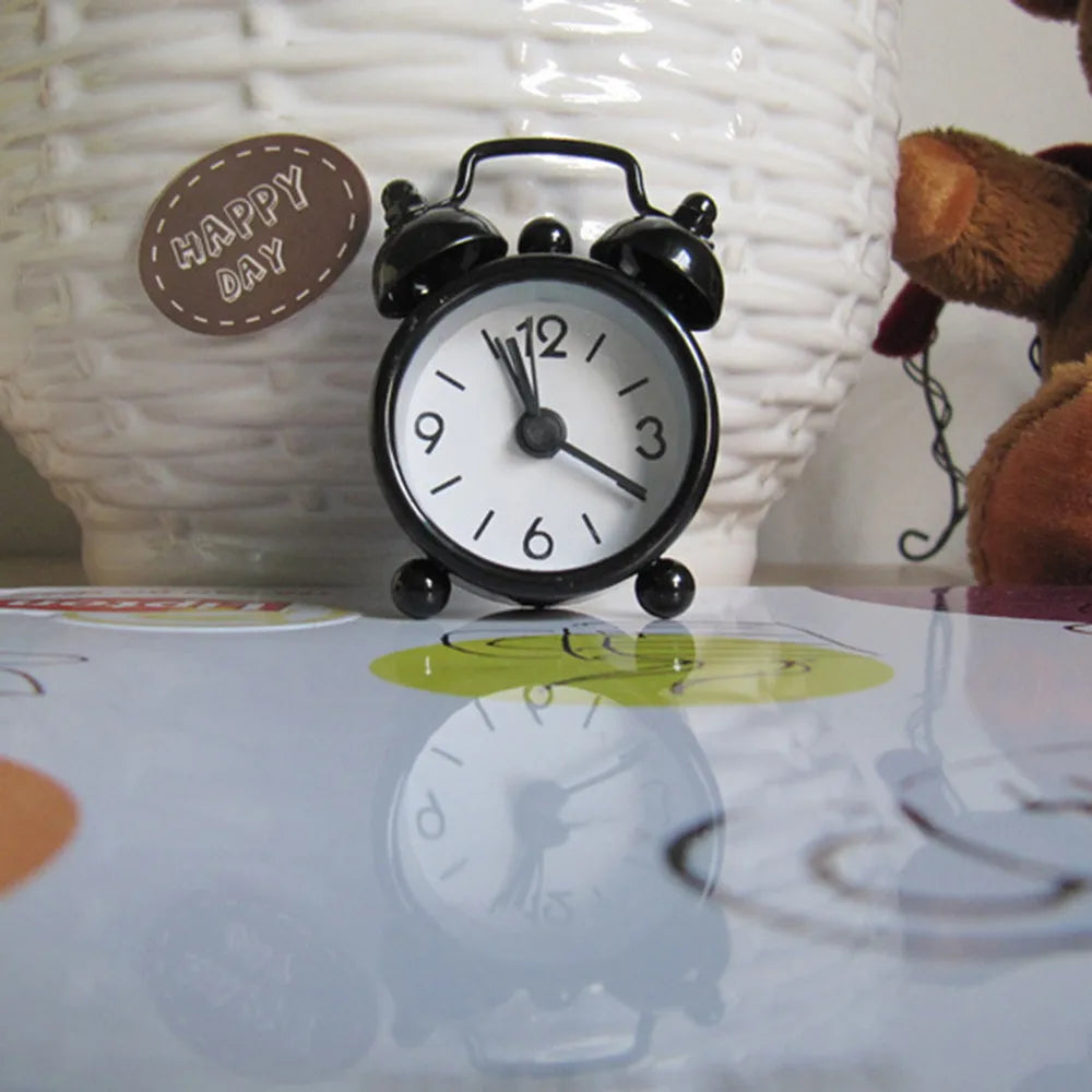 Retro Mini Double Bell Alarm Clock – Metal Quartz Desk Clock Retro Alarm Clock Oasis Select Black