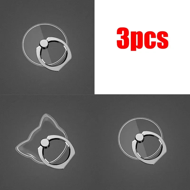 1/2/3Pcs Cell Phone Ring Holder Stand 360 ° Degree Rotation Clear Finger Grip Kickstand Compatible iPhones or Phone Case Oasis Select Cat-Round-Round