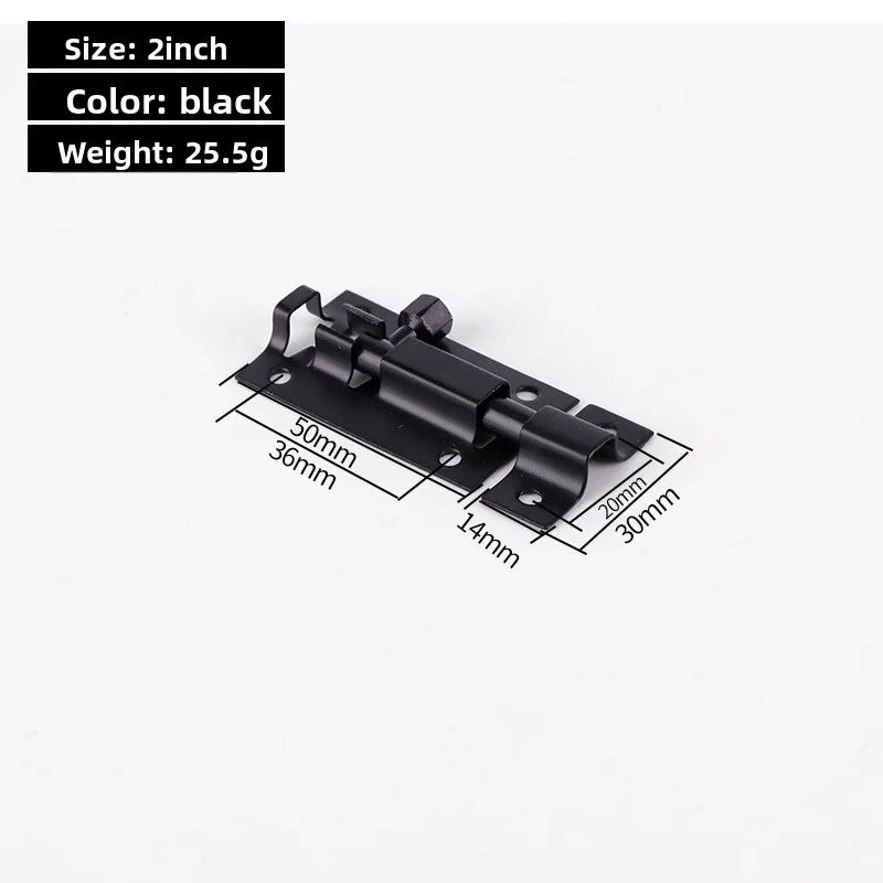 Black Door Lock Barrel Aluminum Alloy Door Lock Latch for Home Hardware Gate Safety Door Bolt Tower Window Catch Lock Silver Oasis Select 50mm