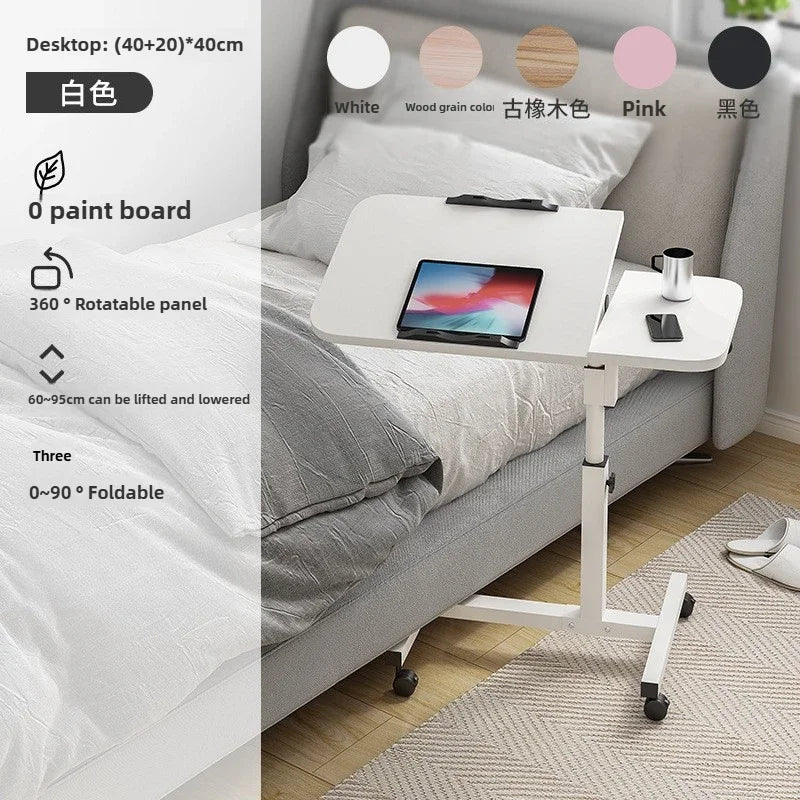 Multi-functional Mobile lifting bedside table Standing use Office lifting small table Oasis Select White A