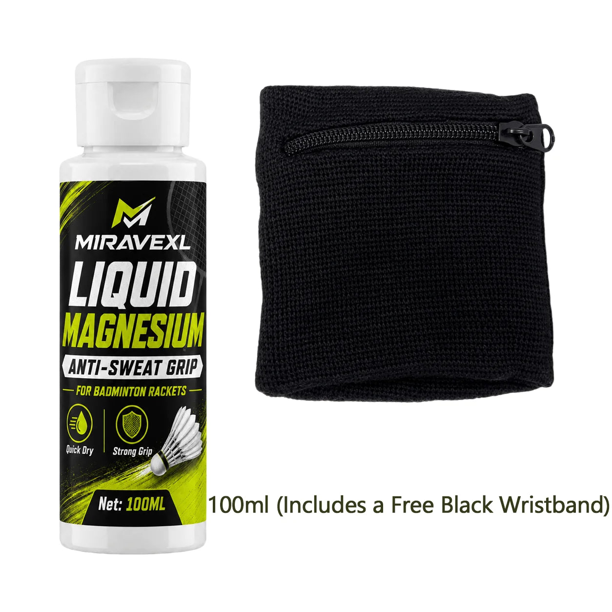 Badminton Racket Anti-Sweat Liquid Grip – Prevent Slipping, Improve Control, Free Sports Wristband, 30-100ML Sports Training Kit Oasis Select 100ML(Black)