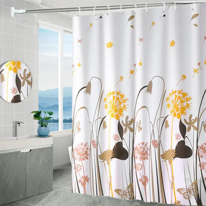 Eco Friendly PEVA Waterproof Bath Curtain Rustproof Grommets Leaf Design Modern Bathroom Decor Set Includes Hooks Oasis Select G 100x180cm