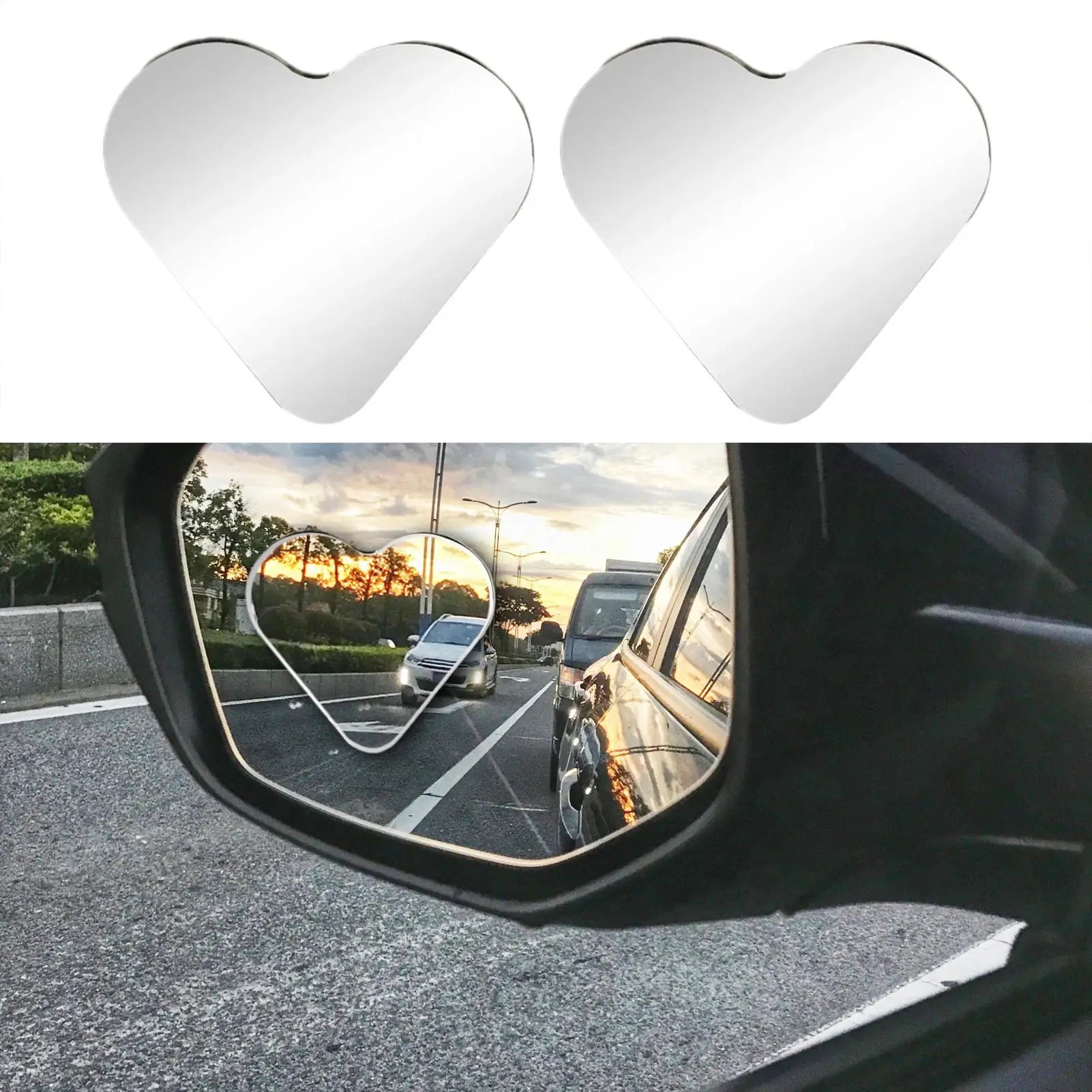 Blind Spot Mirrors 2 Pieces Heart Shaped Rearview Convex Mirror Removable Adjustable Safety Assist Glass Wide Angle Auto Parts Oasis Select