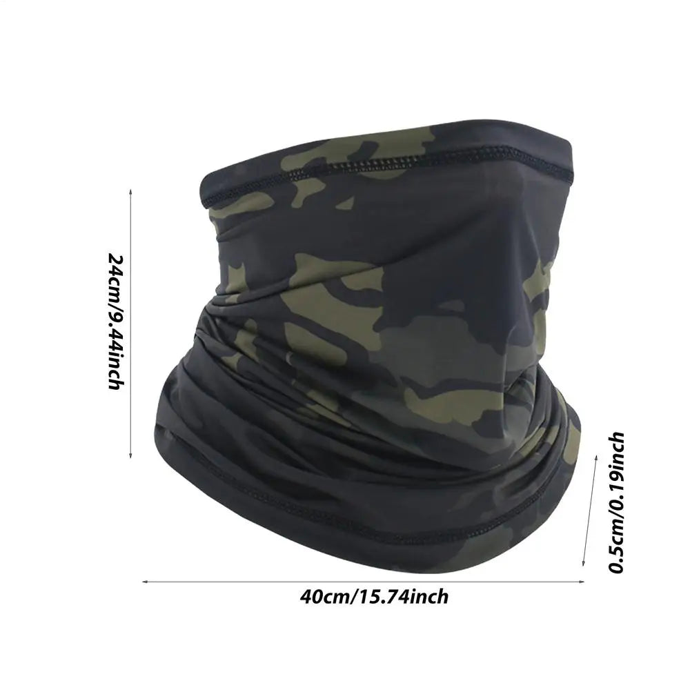 Face Bandana UV Protection Face Neck Gaiter Soft Camouflage Print Sun & Wind-proof Breathable Neck Cover For Men Skiing Oasis Select Black