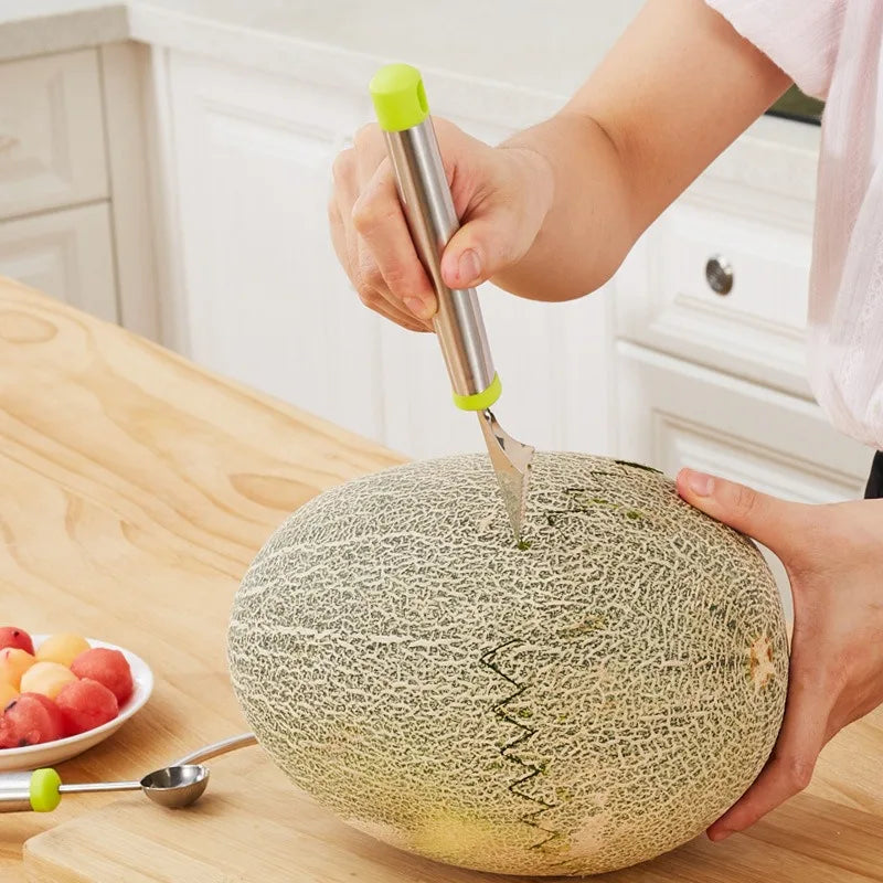 Stainless Steel Fruit Tool Set – Melon Baller, Corer & Knife Fruit Kitchen Tool Set Oasis Select