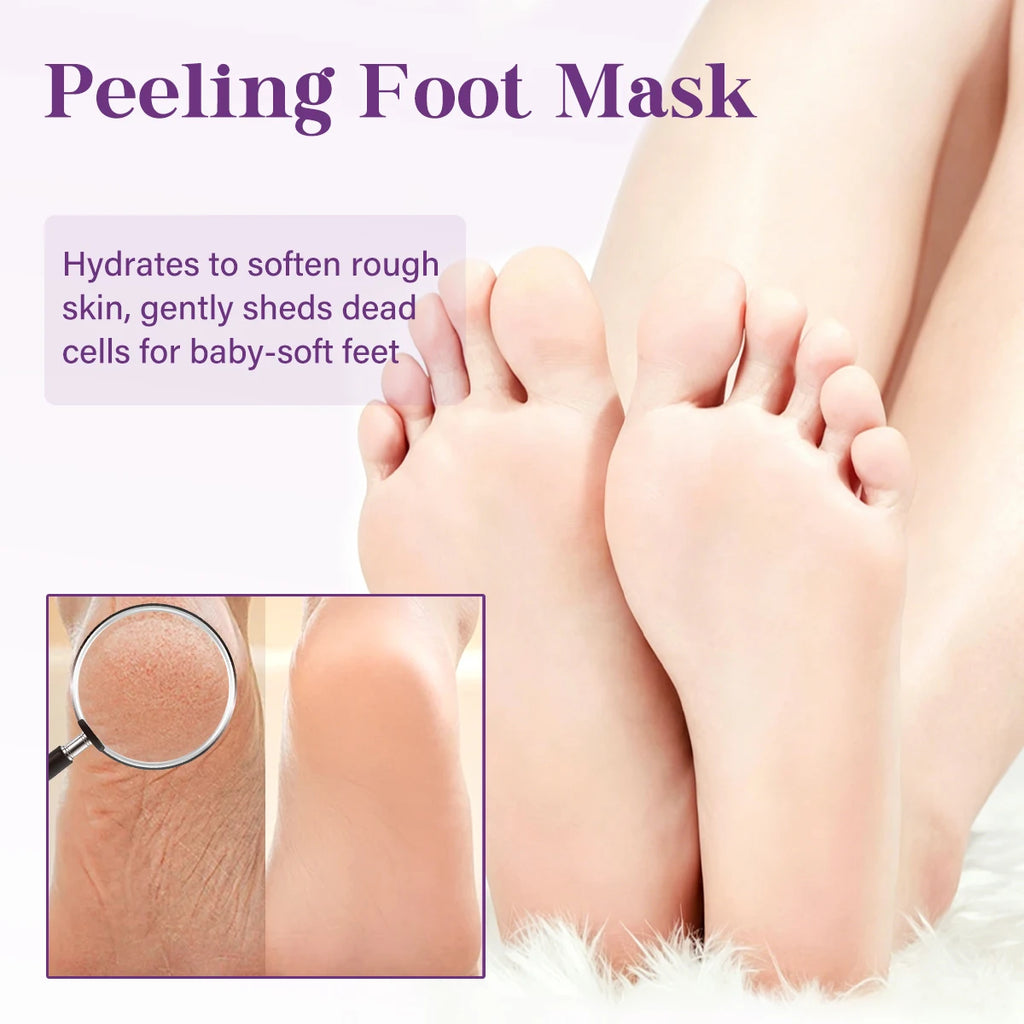 6Pcs Foot Peeling Mask – Exfoliator for Calluses & Dead Skin, Removes Dry Cracked Feet, Foot Peel Mask for Men & Women, Disposab Oasis Select