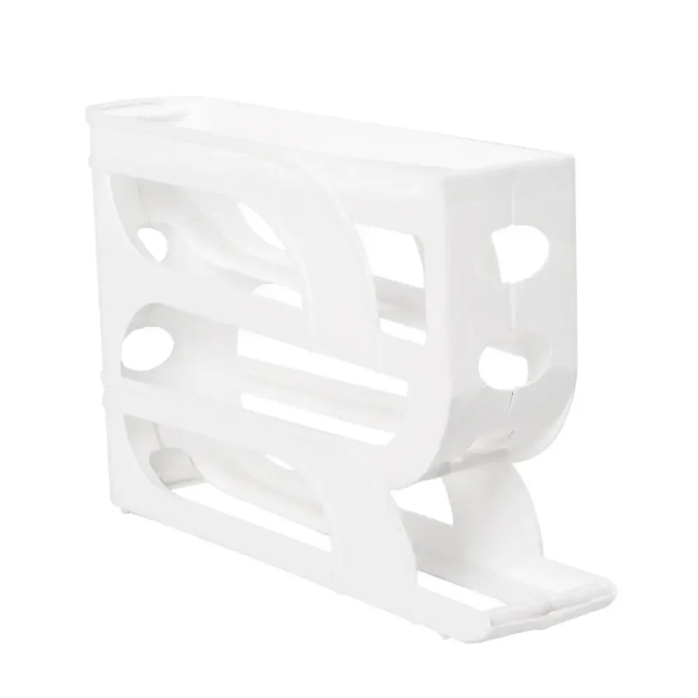 30-Egg Automatic Roller Fridge Egg Organizer Storage Box Egg Storage Organizer Oasis Select White-4-layer