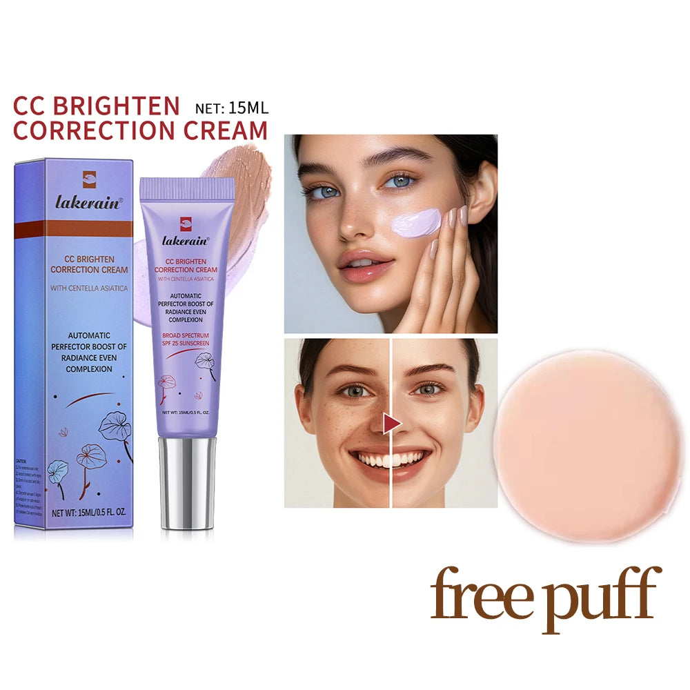 Korean CC Cream with Puff – Color-Adapting Foundation 15ml