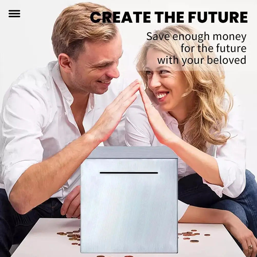 Stainless Steel Piggy Bank – Large Capacity Coin & Money Safe Box Piggy Bank Oasis Select