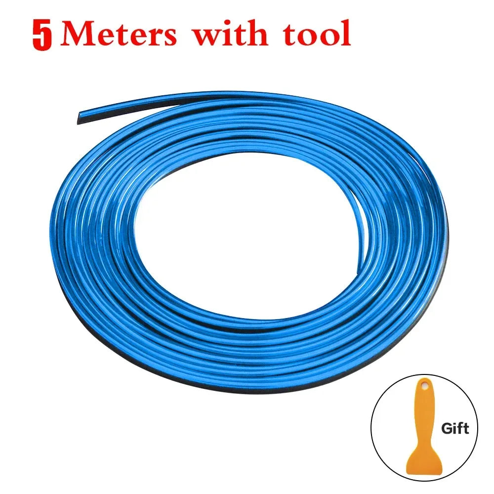 1/2pcs Universal Car Moulding Decoration Flexible Strips 5M Interior Auto Mouldings Car Cover Trim Dashboard Door Car-styling Oasis Select 5M blue