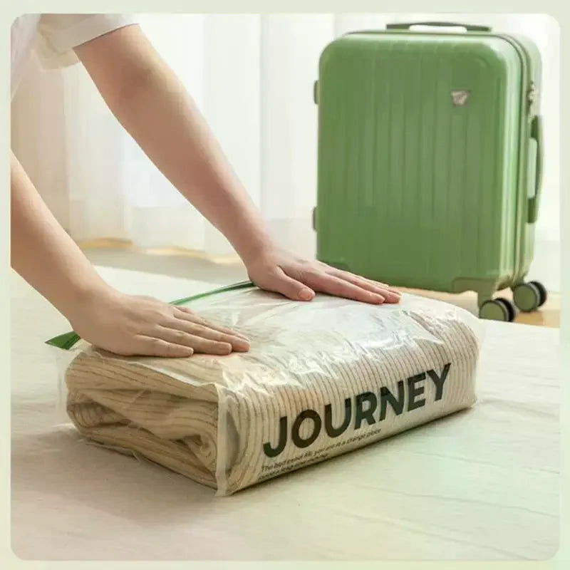 2Pcs Travel Special Hand-Rolled Vacuum Storage Bags No Pump Needed Reusable Space Saver for Luggage Clothes Packing Oasis Select