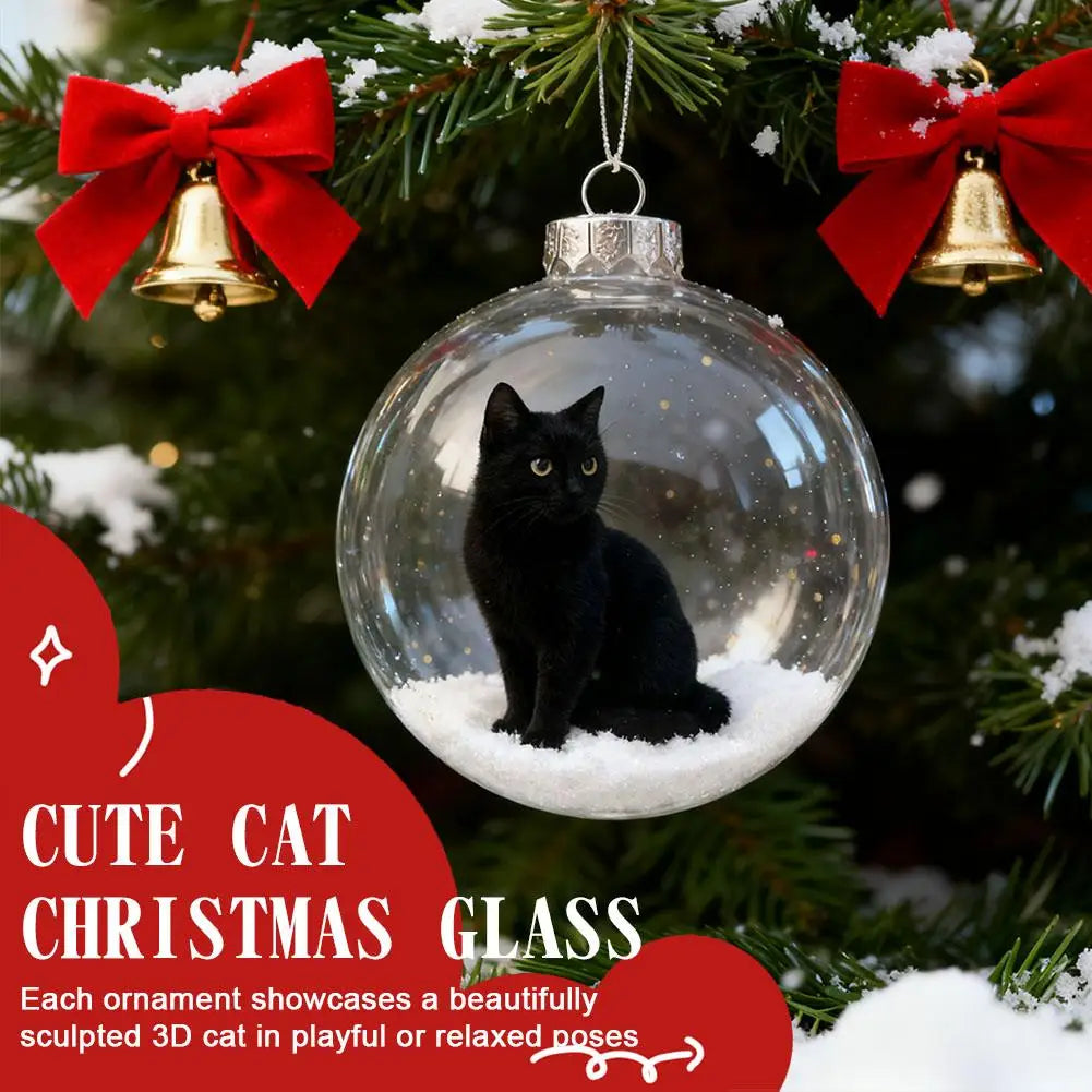 Cat Crystal Ball Acrylic Christmas Tree Ornaments | Holiday Décor