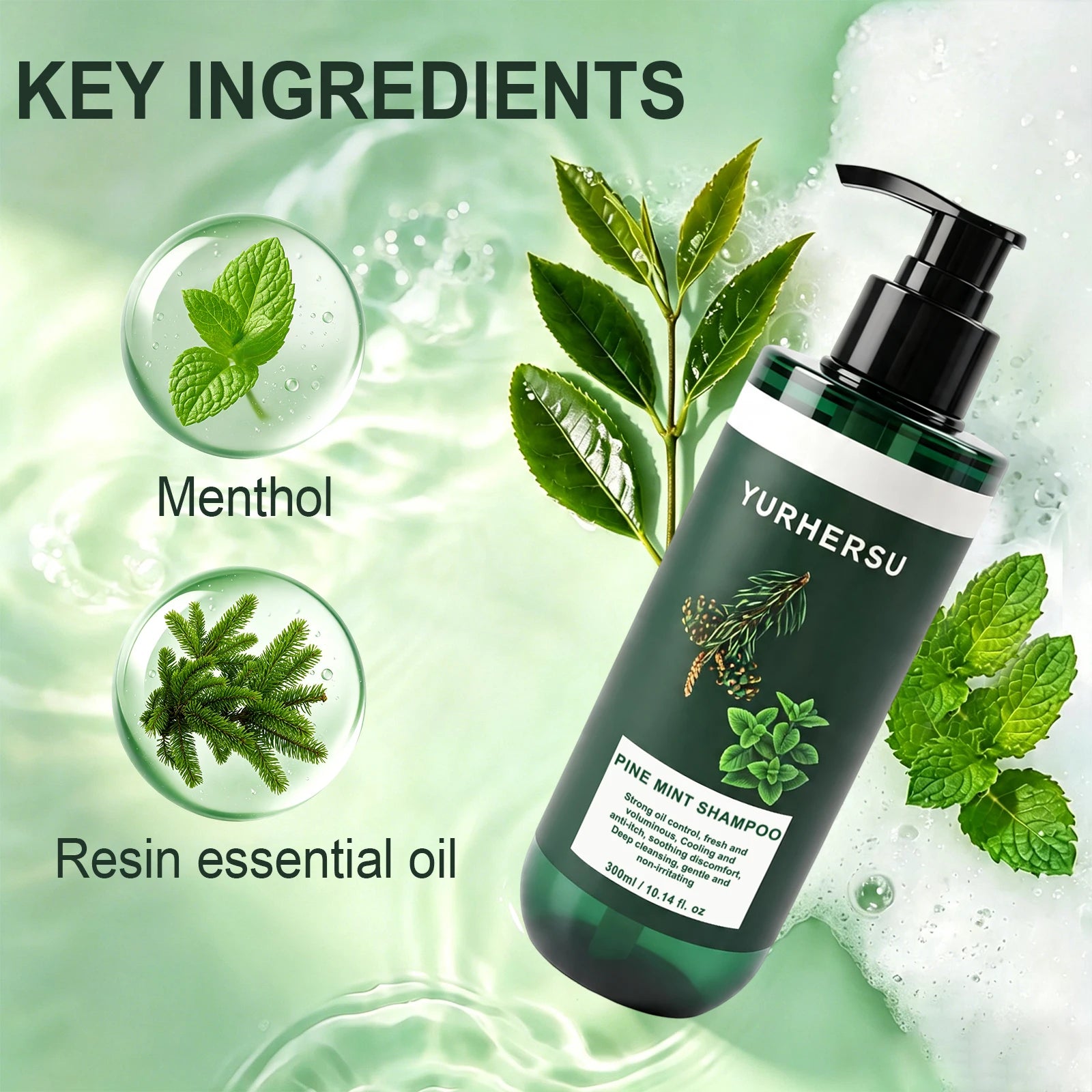 Pine & Peppermint Shampoo – Anti-Dandruff & Oil Control 300ml