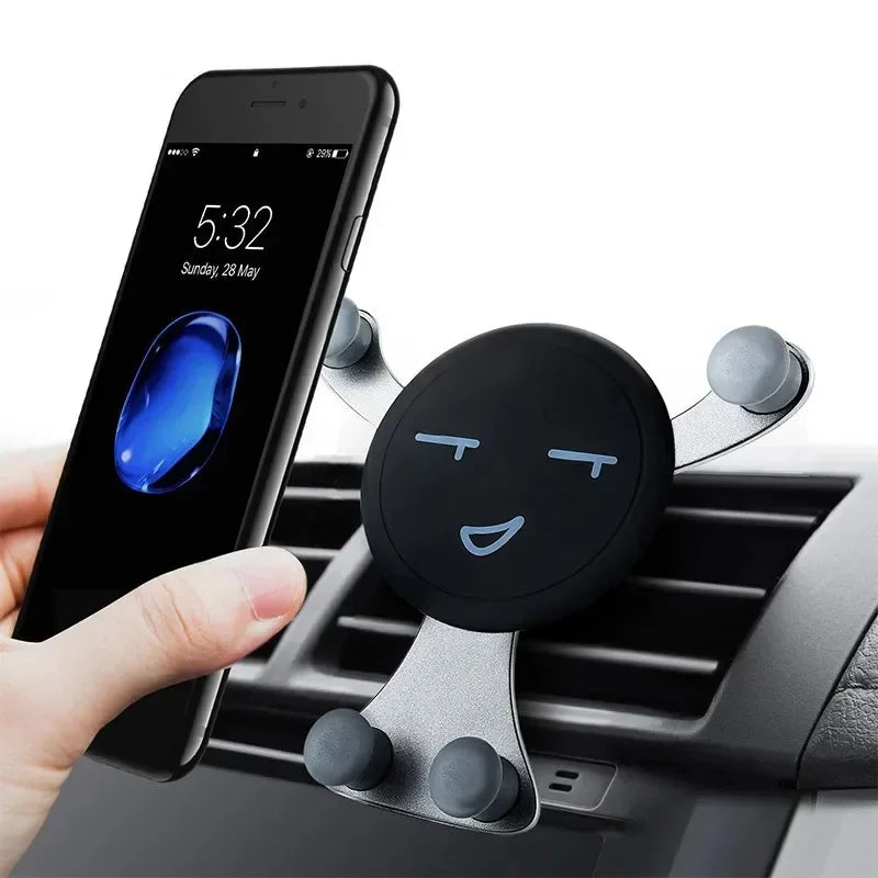 Gravity Car Phone Holder Air Vent Clip Smile Face Mount Mobile Cell Stand GPS Support For iPhone 12 Pro Max Xiaomi Samsung Oasis Select