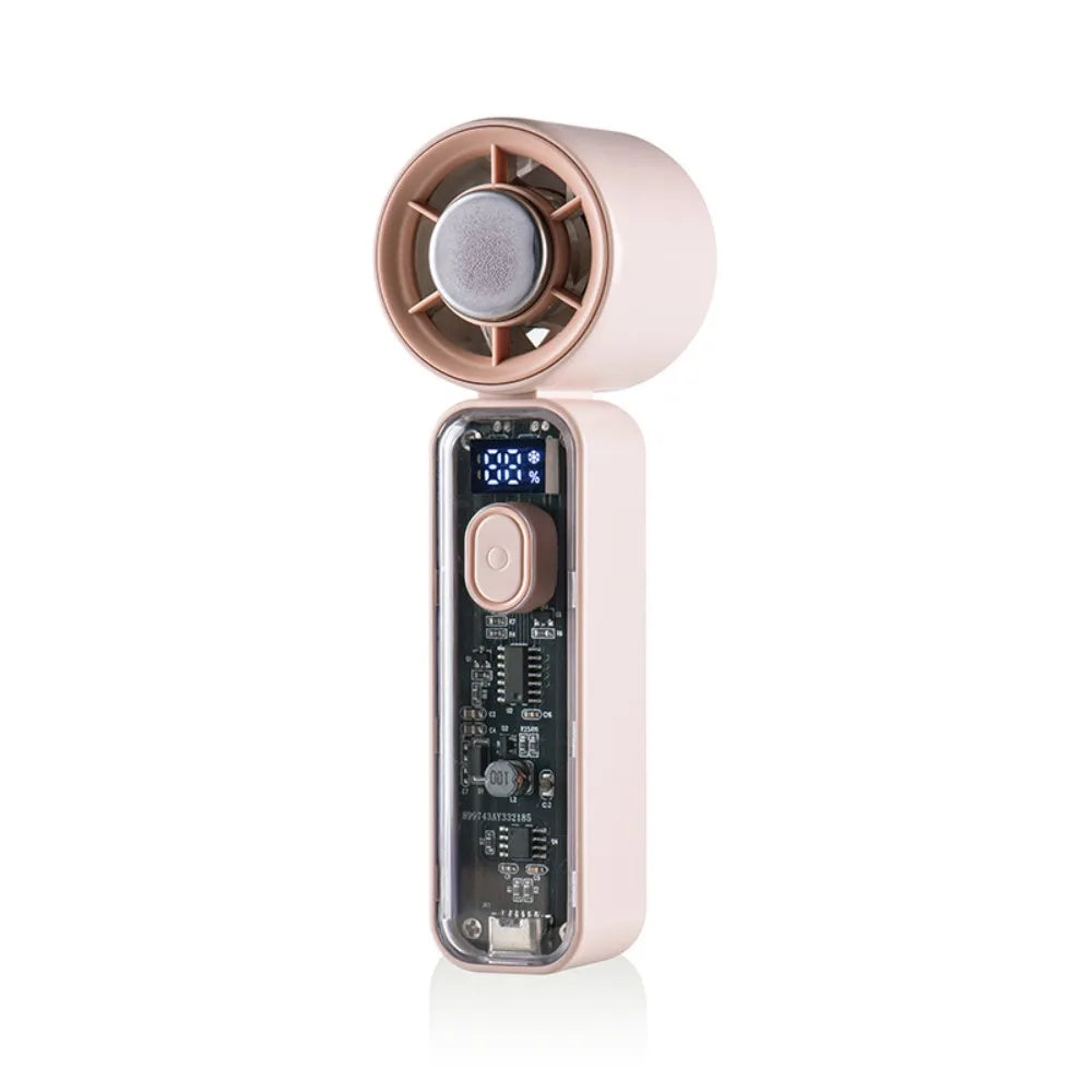 Digital Display Refrigeration Electric Fan High Wind Speed Quiet Operation Personal Cooling Fan Ice Cool Function Portable Oasis Select Pink Refrigeration