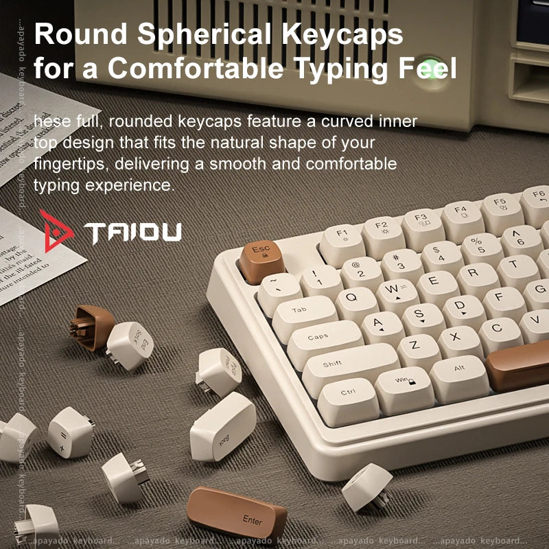 TAIDU KB01 82 Key 75% Mechanical-feel Keyboard RGB Backlight Spherical Keycaps Ergonomic Design Type-C Wired Detachable Cable Oasis Select