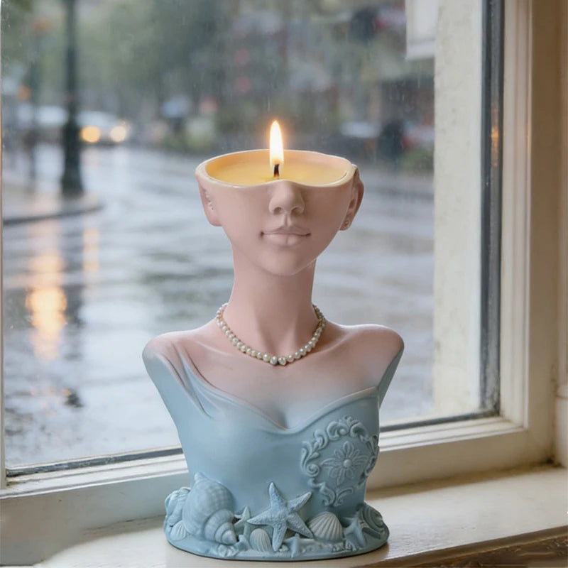 Girl Aromatherapy Gypsum Cup Mold DIY Drip Storage Cup Flowerpot Ornament Silicone Mold Oasis Select