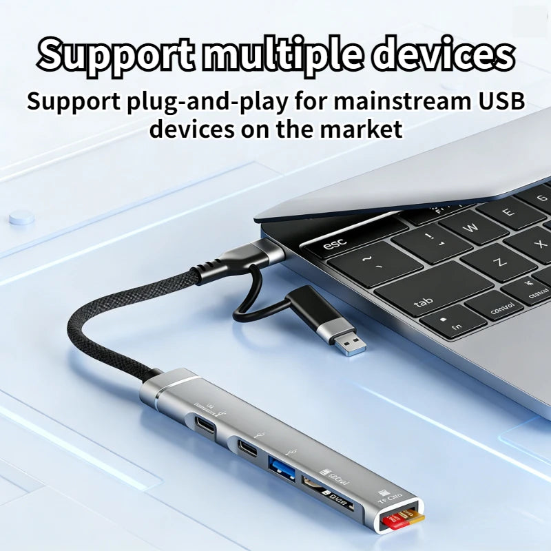 5-in-1 Multi Adapter USB +Type C HUB Docking Station with SD/TF Memory Card Reader 5Gbps Transmission Type C Hub For Laptop Oasis Select