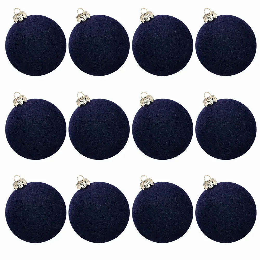 12Pcs Velvet Christmas Ball Ornaments 6cm Christmas Balls Xmas Tree Decorations For Home Decor Xmas Party Navidad 2025 Oasis Select Pure blue China Mainland