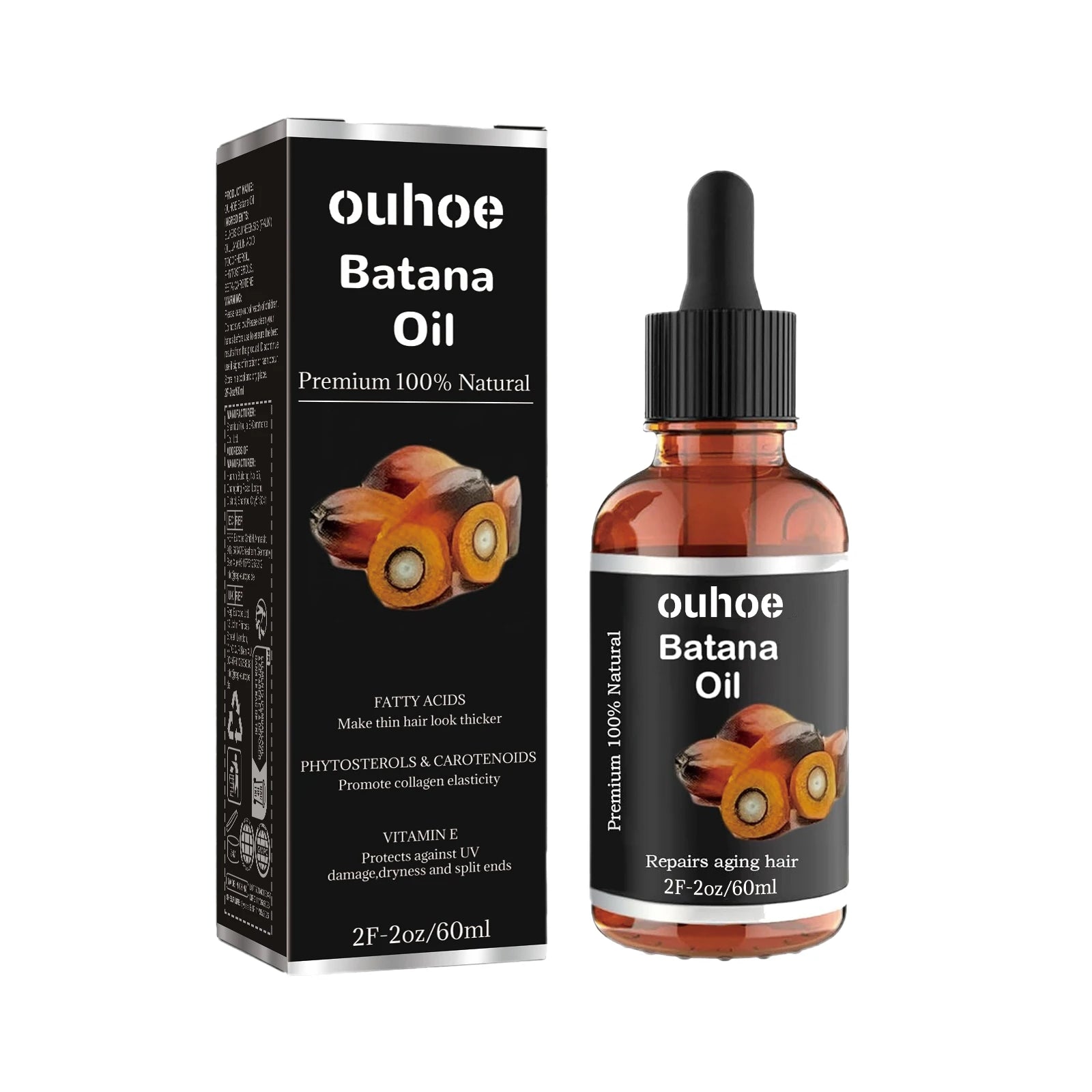 100% Pure Batana Hair Oil Mask Essential Oil Supple Dry Hair Keratin Plant Complex Oil Dry Damaged Hair Repair Care Products Oasis Select 60ml boxed