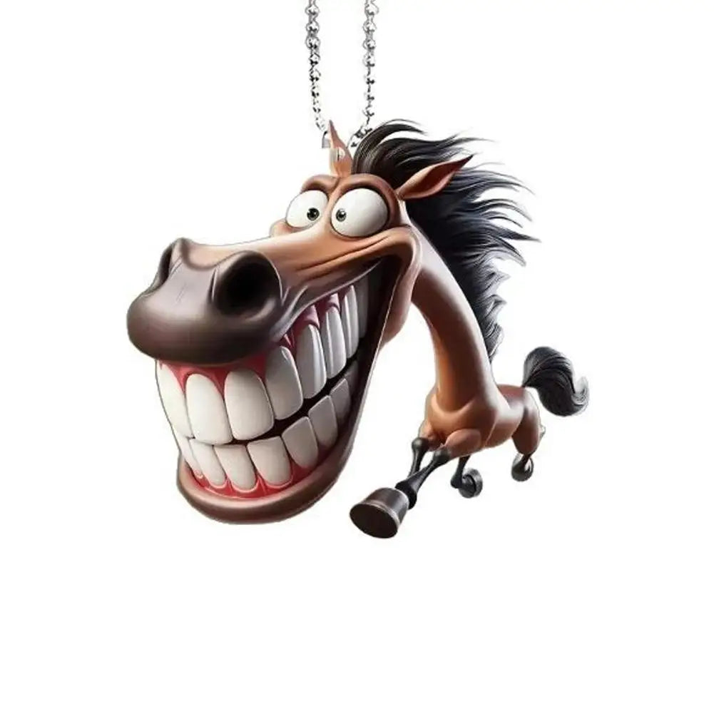 Big Mouth Horse Acrylic Keychain – Cute Car Pendant Charm