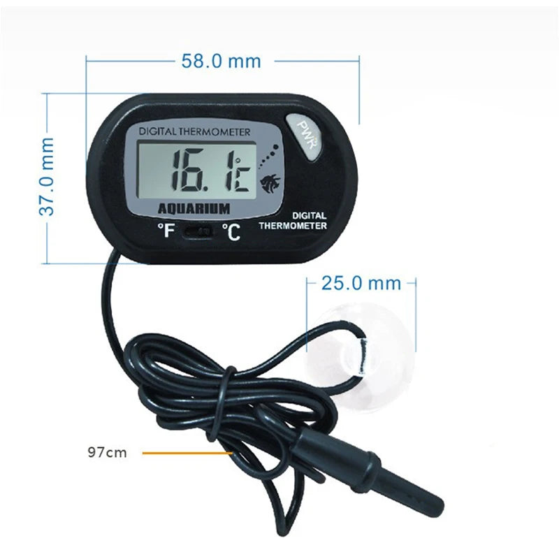 1PC 58*37mm Fish Tank Digital Thermometer,Yellow/Black Aquarium Electronic Temperature Sensor,Waterproof Fish Tank Accessories Oasis Select