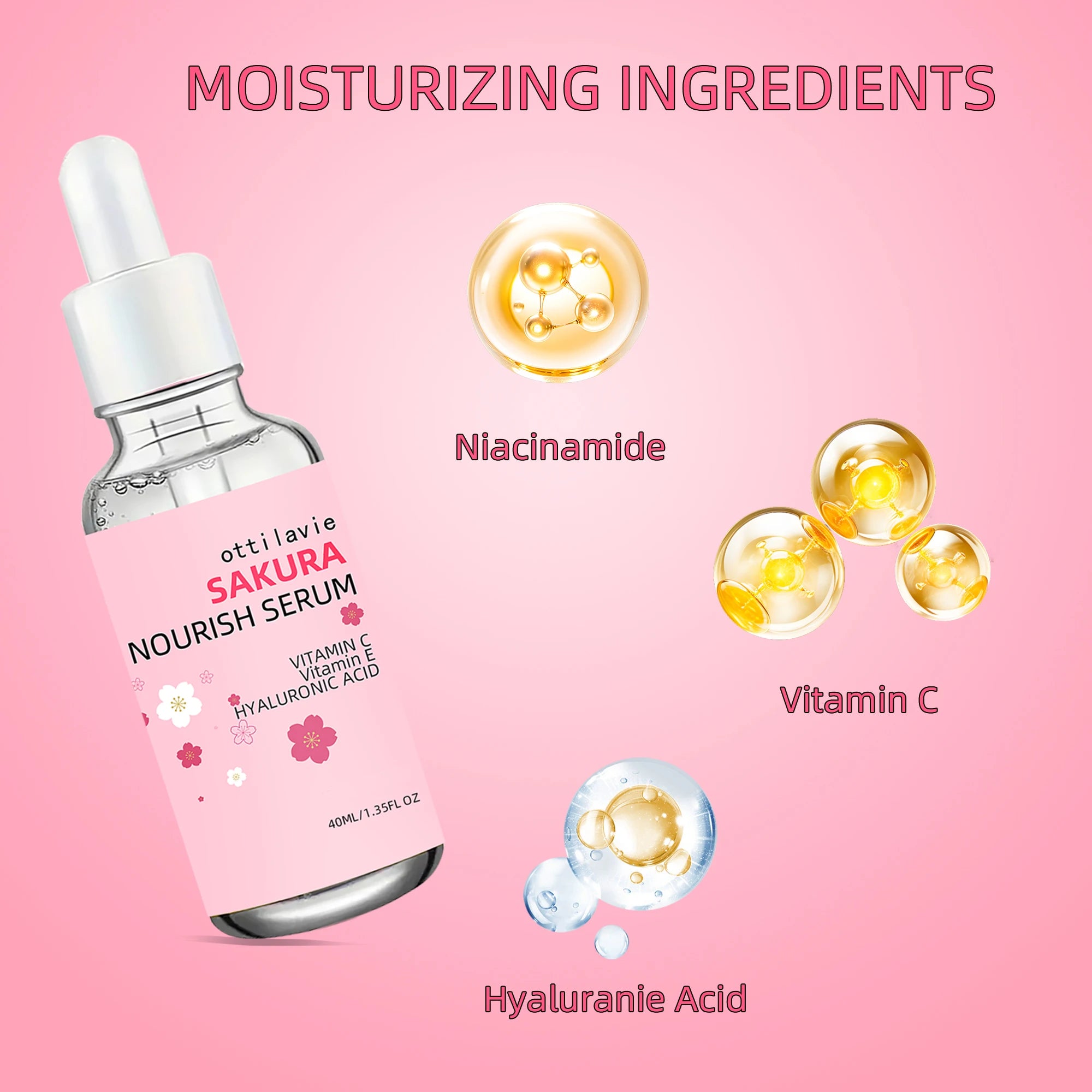 Ottilavie Sakura Serum 2PCS – Niacinamide & Hyaluronic Acid Brightening Face Serum Oasis Select