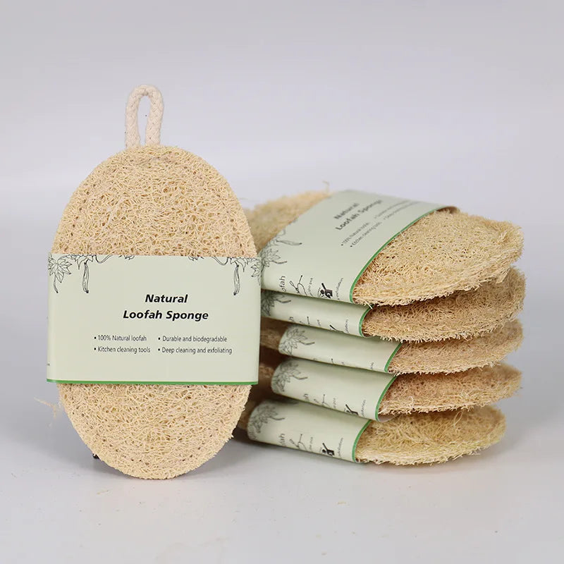 Natural Luffa Sponge for Dishes 3-Pack Eco-Friendly Kitchen Scrubber Non-Stick Oil Stain Removal Durable Dishwashing Pad Pot Pan Oasis Select