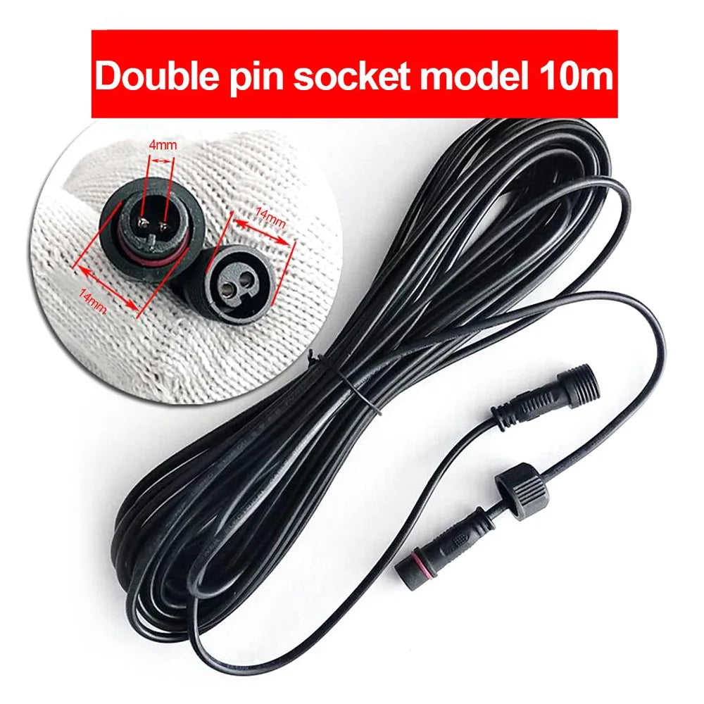 2 Pin Plug Solar Cable Extension 3M/5M/10M Waterproof Power Connection Wire Street Light Extension Cord Oasis Select 10m