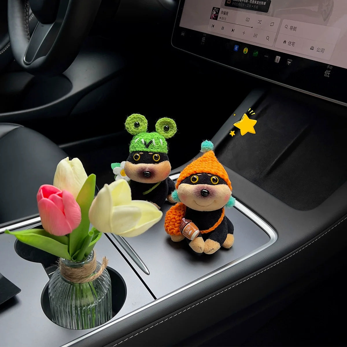 New Car Decor Bee Dog Doll Cars Central Control Screen Display Ornaments Screen Decoration Car Interior DecorAccessories Oasis Select
