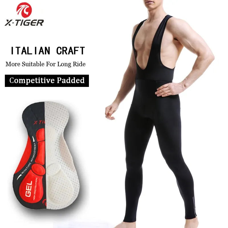 X-Tiger Whole Black 5D GEL Pad Pro Cycling Bib Pants MTB Bike Cycling Trousers Anti-sweat Quick-Dry Mountian Bike Bib Pants Oasis Select XM-CBK-00101 XXL