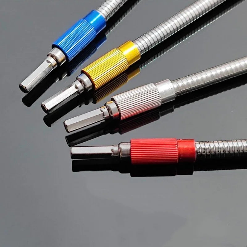 JUSTINLOU 1PC Hexagonal Handle Bendable Impact Drill Bit Universal 25cm Metal Soft Shaft Flexible Extended Drill Bit Hand Tool Oasis Select