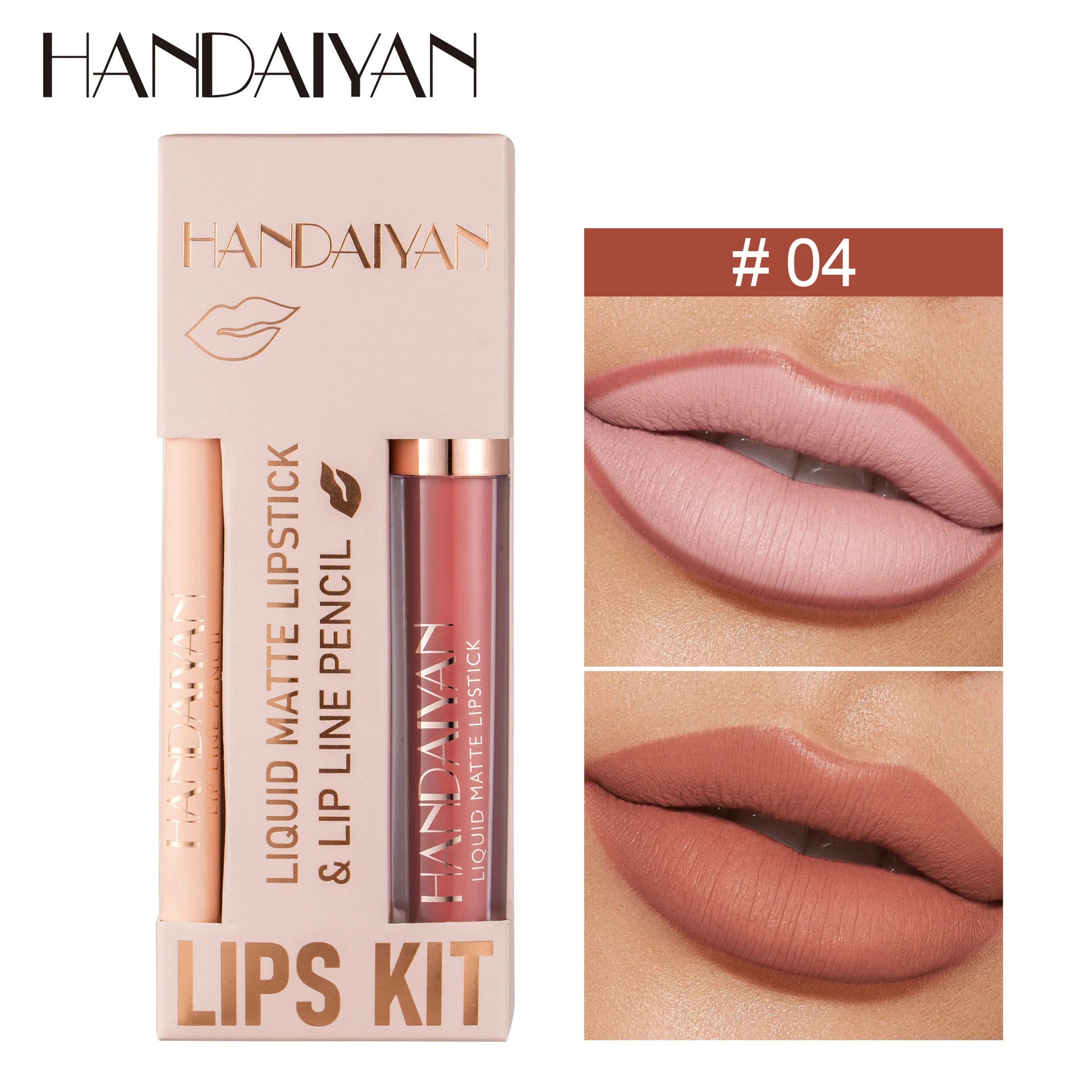 Women 2 in 1 Lipstick and Liner Set Waterproof Matte Makeup Korean Beauty Long Lasting Cosmetic Lip Kit Oasis Select 04