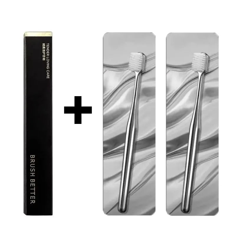 1/2/3/4pcs Advanced Luxury Adult Soft Bristle Manual Toothbrush Sensitive Gum Deep Cleaning Family Oral Care Travel Portable Oasis Select 2pcs Silver white