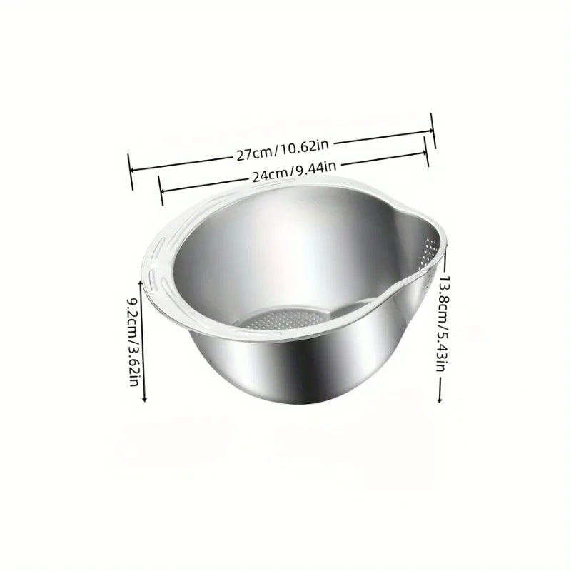 1pc Stainless Steel Fine Mesh Strainer - Multi-Purpose Rice Washer & Vegetable Fruit Sieve Bowl for Kitchen Food Drainer, Pasta Oasis Select Silver
