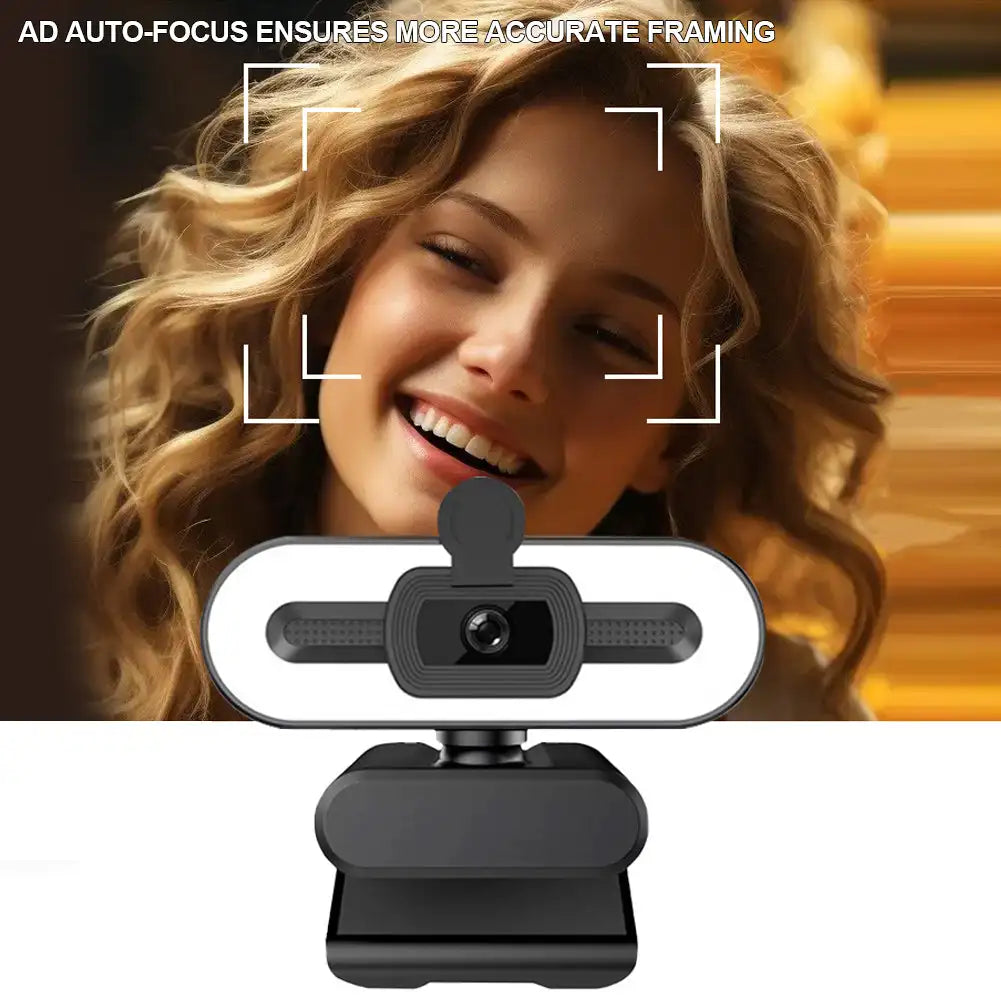 4K HD Webcam with Microphone & Fill Light | Auto Focus USB