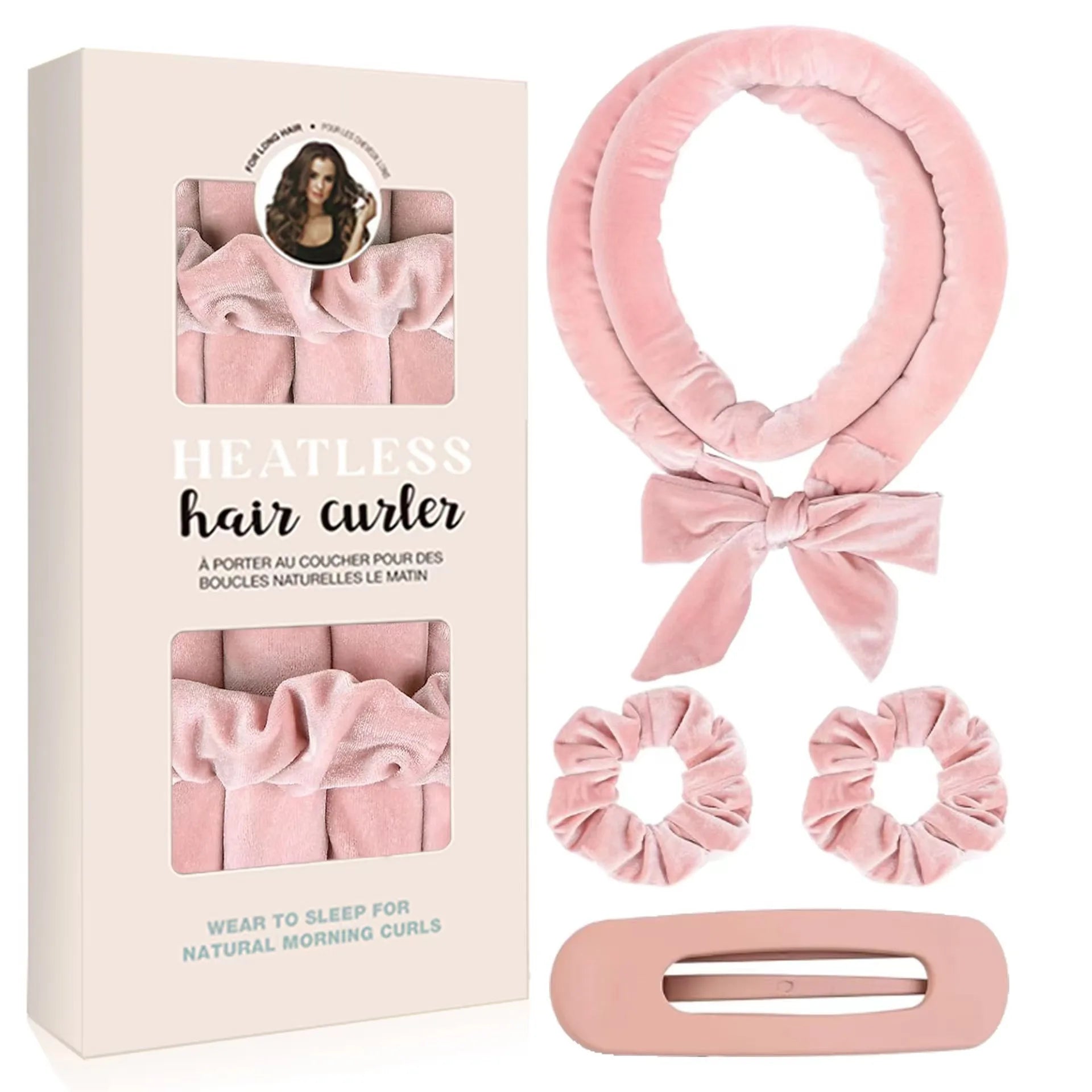 Heatless Curling Rod Headband Soft Hair Curler No Heat Hair Rollers Curlers Lazy Sleeping Curls Curling Hairband Styling Tools Oasis Select Light pink