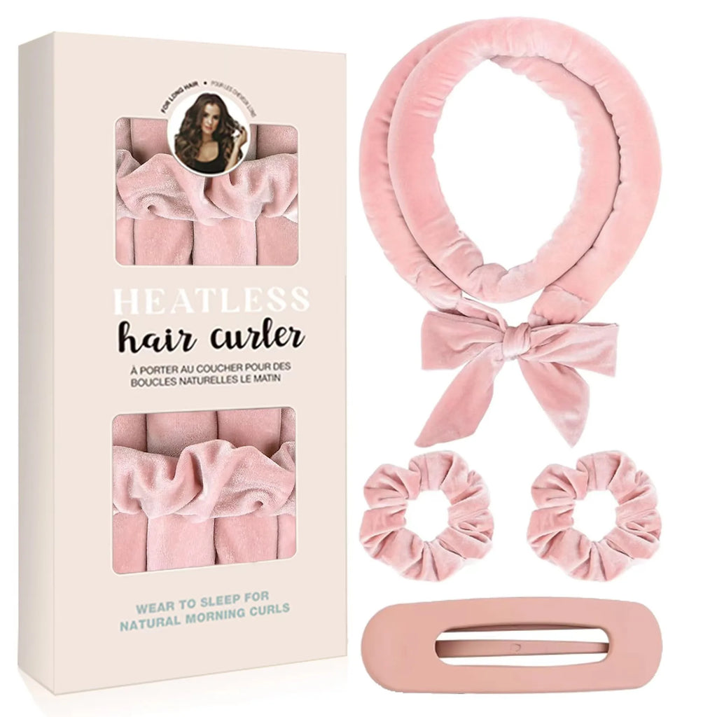 Heatless Curling Rod Headband Soft Hair Curler No Heat Hair Rollers Curlers Lazy Sleeping Curls Curling Hairband Styling Tools Oasis Select Light pink