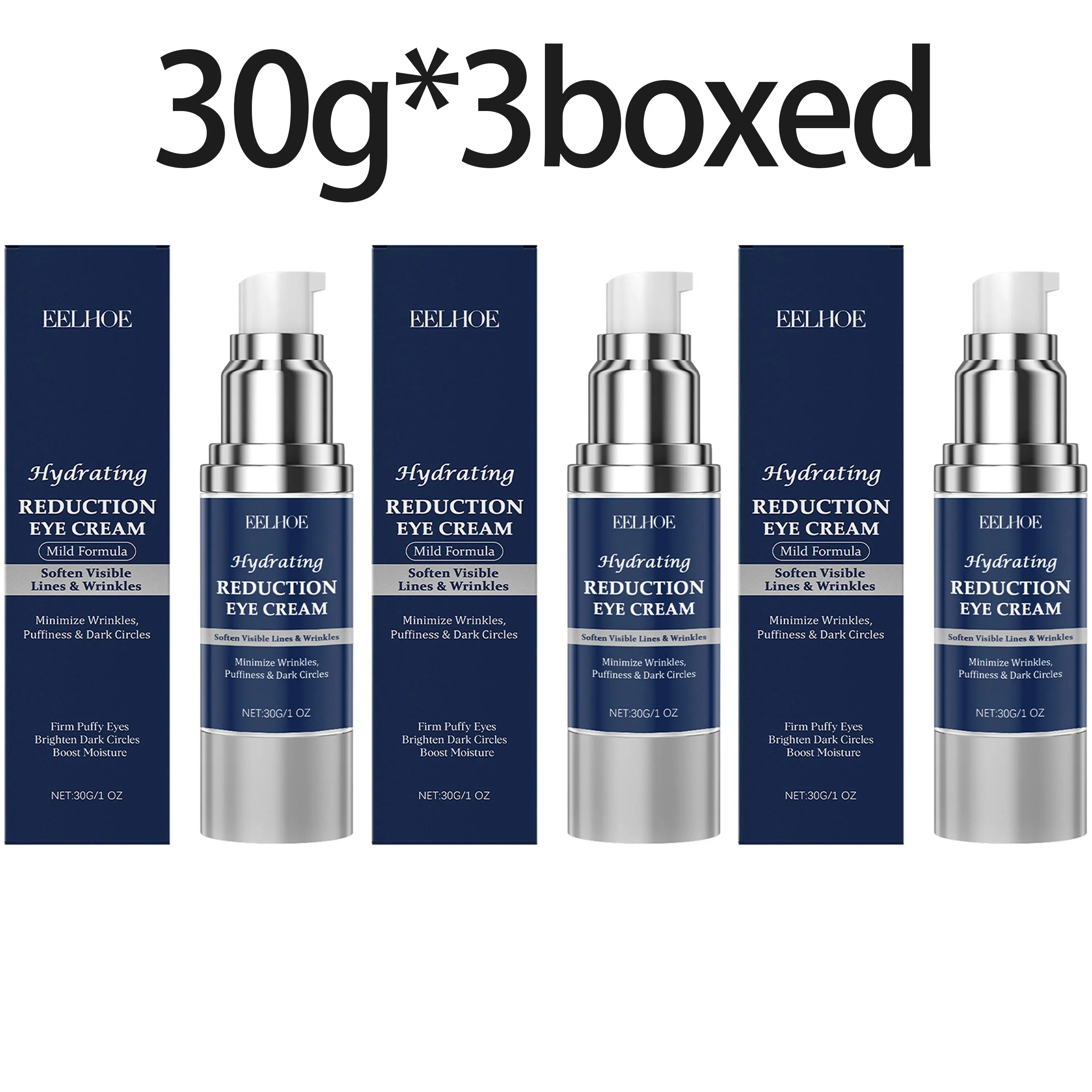 Moisturizing Eye Cream Refreshing Moisturizing Fades Fine Lines Hydrating Plumping Gentle Skin-Friendly Delicate Eye Area Skin Oasis Select 30g X 3boxed