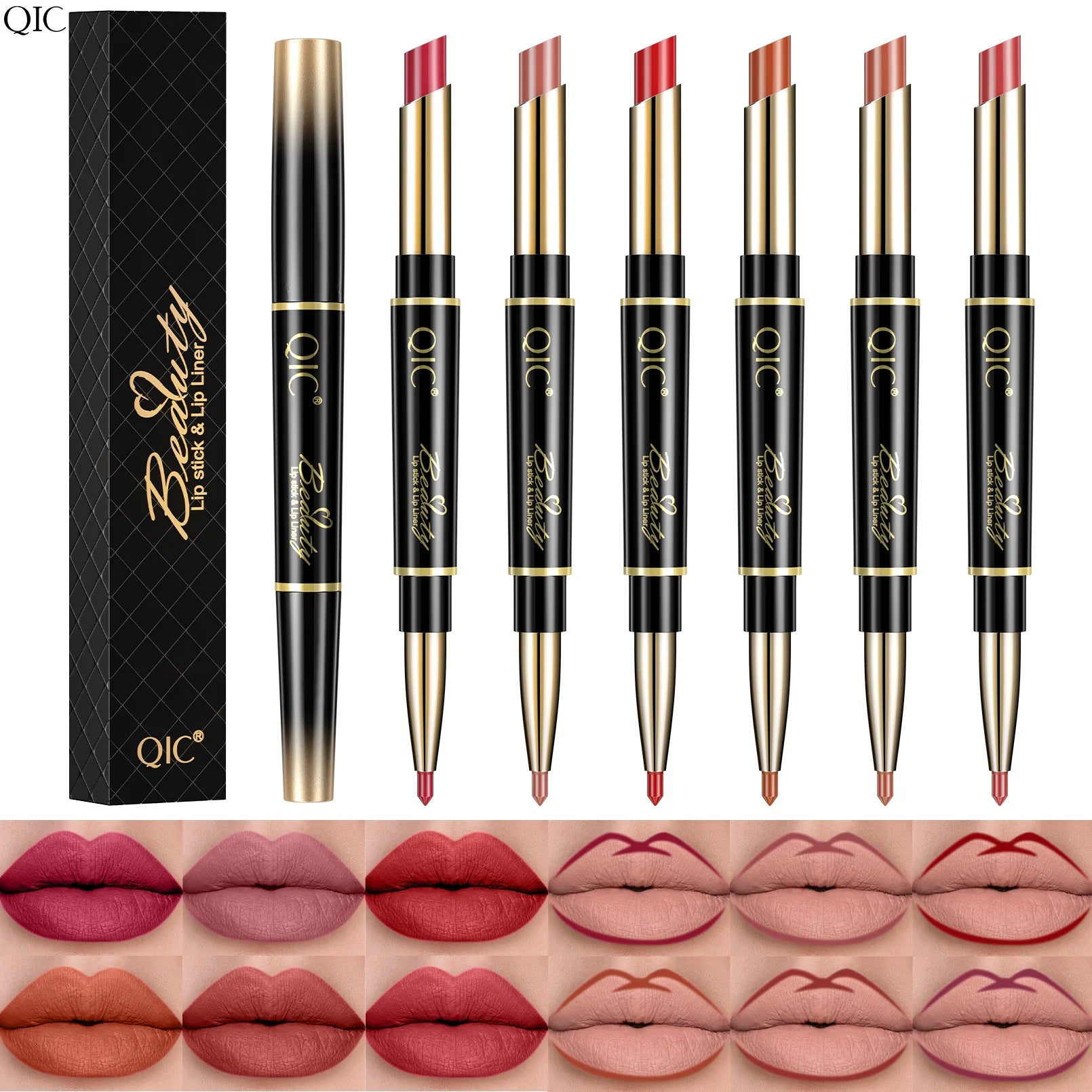 QIC Matte Velvet Lip Liner Pencil – Long-Lasting Contour