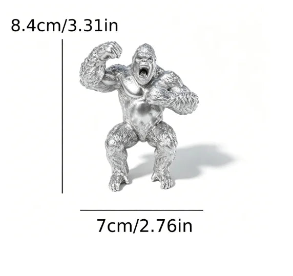 Creative Roar Gorilla Desk Monitor Topper Figurines Statues Ape Cool Desktop Ornaments for Computer Monitor Shelves Office Decor Oasis Select gorilla silvery