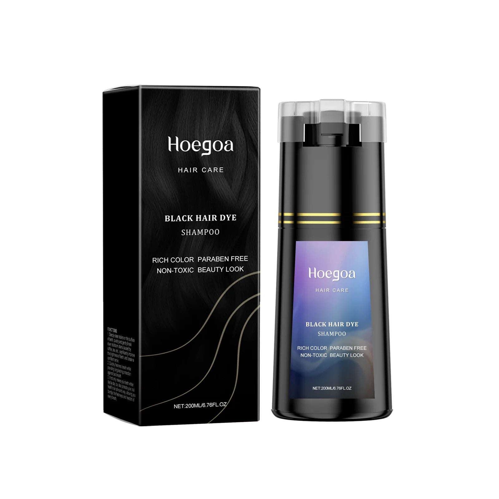 Hoegoa Hair Dye Shampoo Permanent Brown Natural Coloring Coverage Gray Hair Lasting Moisturizing Fluffy Hair Darkening Shampoo Oasis Select Black