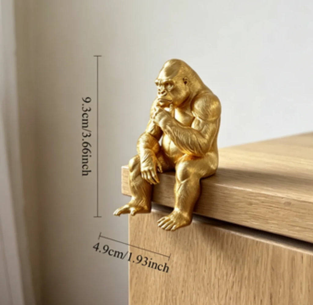 Thinking Gorilla Shelf Sitter Figurine Meditation Sitting Ape Ornaments for Home Book Edge & Office Desktop Ornament Decor Gifts Oasis Select Contemplating1